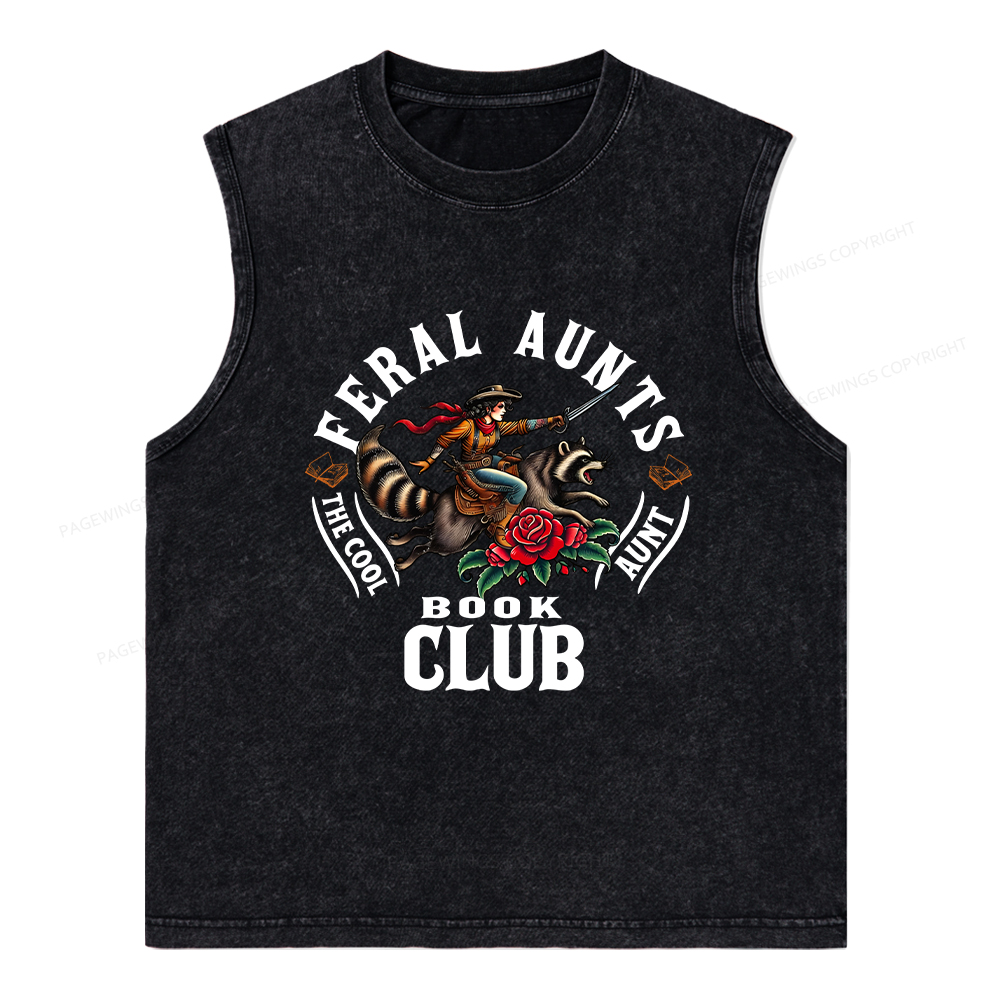 Pagewings Feral Aunt Social Book Club Washed Tank Top