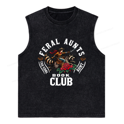 Pagewings Feral Aunt Social Book Club Washed Tank Top