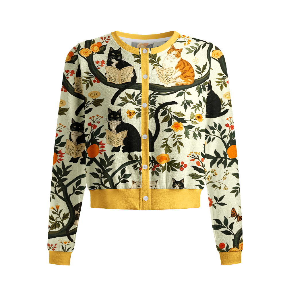 Pagewings Bookish Vibe Crew Neck Cardigan Sweaters
