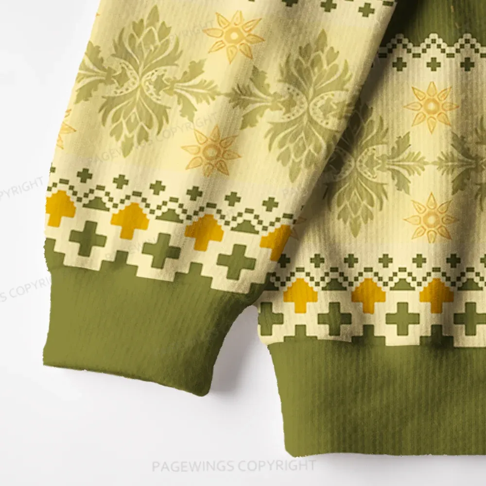 Pagewings Sunflower And Butterflies Unisex Ugly Knit Sweatshirt
