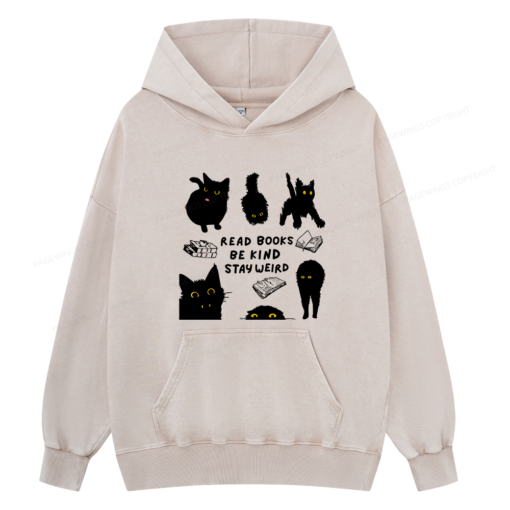 Pagewings Read Books Be Kind Stay Weird Unisex Washed Hoodie