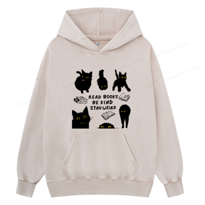Pagewings Read Books Be Kind Stay Weird Unisex Washed Hoodie