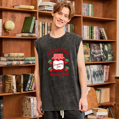 Pagewings Valentines Day Reading is My Jam Unisex Washed Tank Top