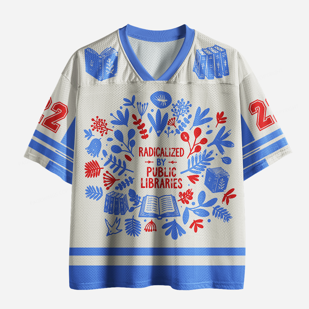 Pagewings Radicalized By Public Libraries Unisex Mesh Jersey