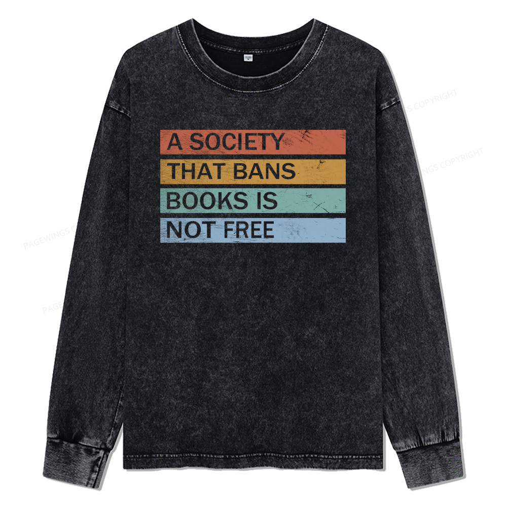 Pagewings Banned Books Shirt Unisex Washed Long Sleeve T-shirt
