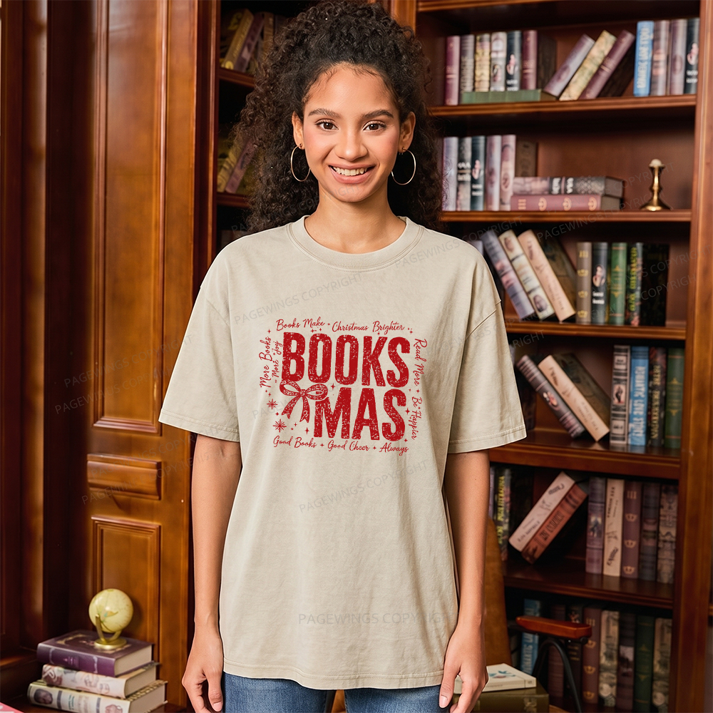 Pagewings Booksmas Unisex Washed T-shirt
