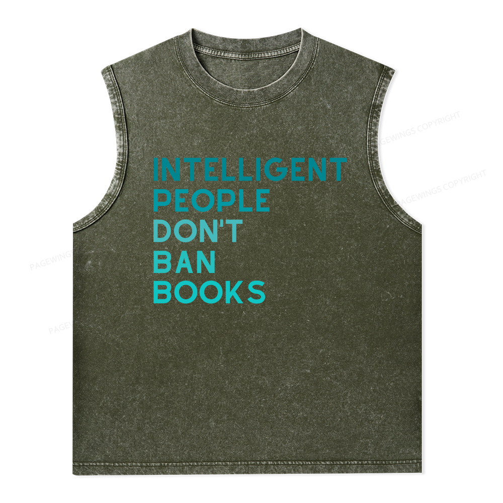Pagewings Intelligent People Don't Ban Books Unisex Washed Tank Top