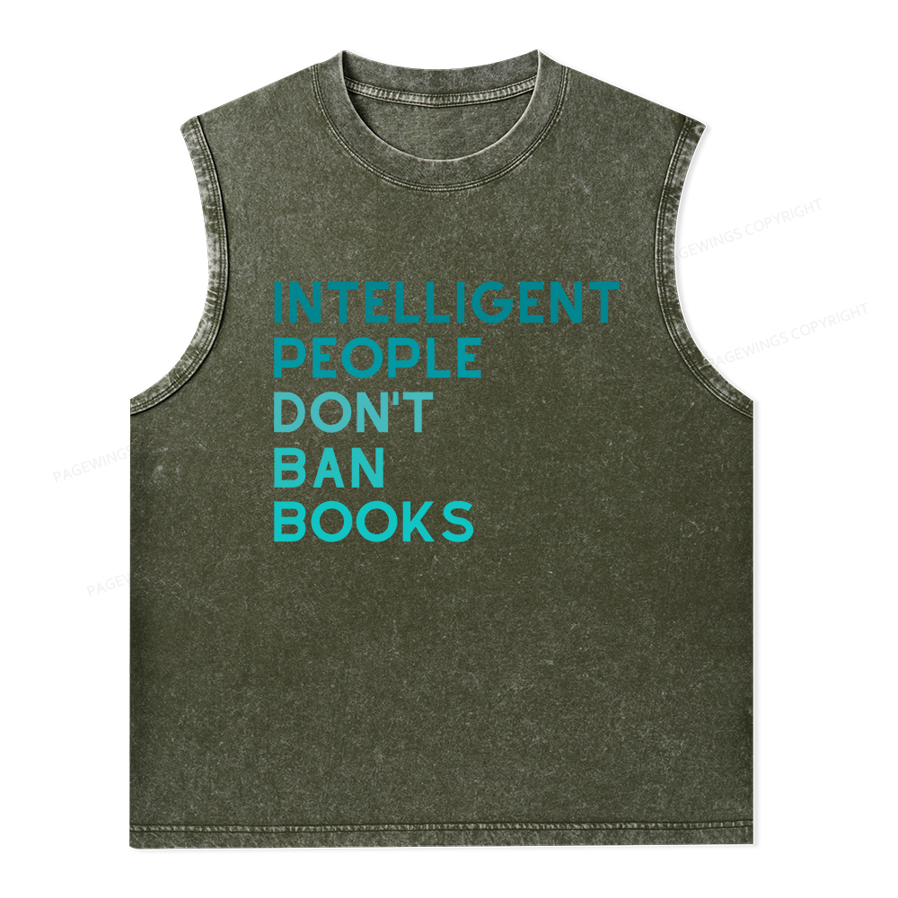 Pagewings Intelligent People Don't Ban Books Unisex Washed Tank Top