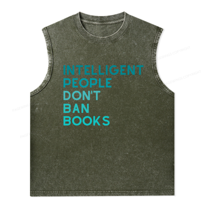Pagewings Intelligent People Don't Ban Books Unisex Washed Tank Top