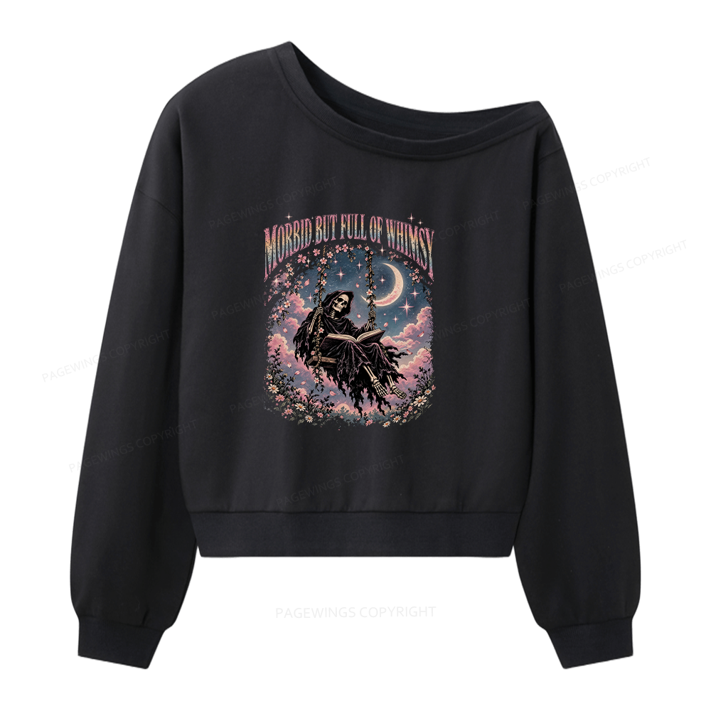 Pagewings Morbid But Full of Whimsy Women Off Shoulder Sweatshirt