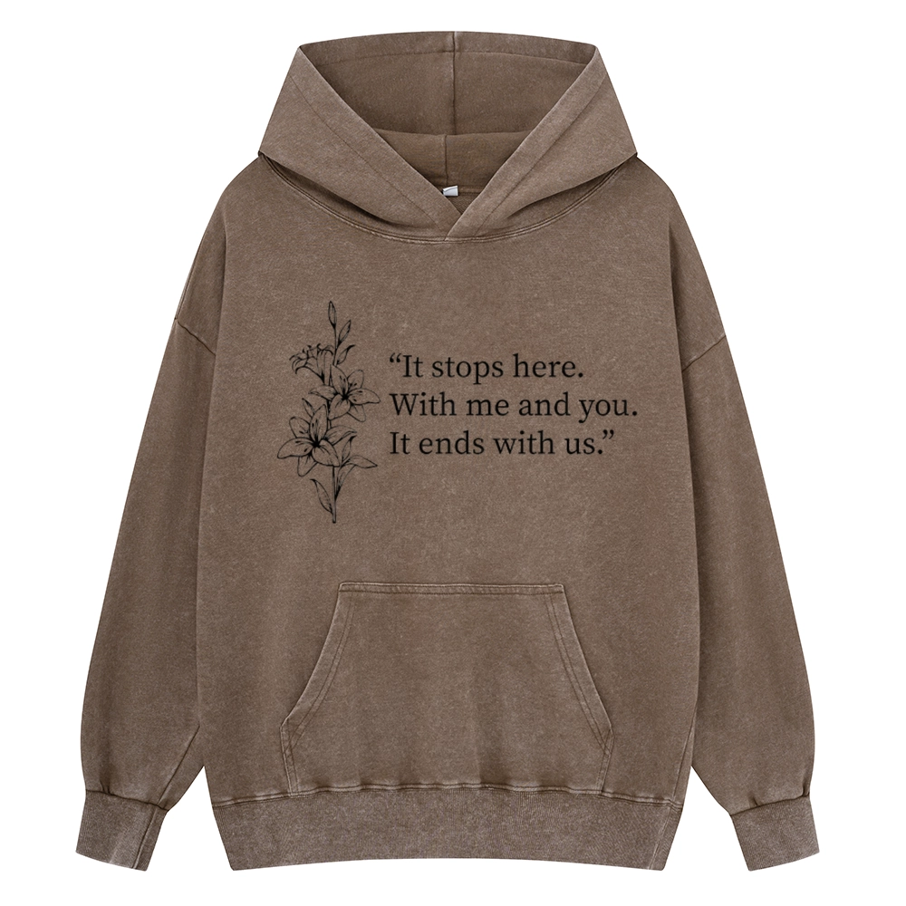 Pagewings It Ends With Us Unisex Washed Hoodie