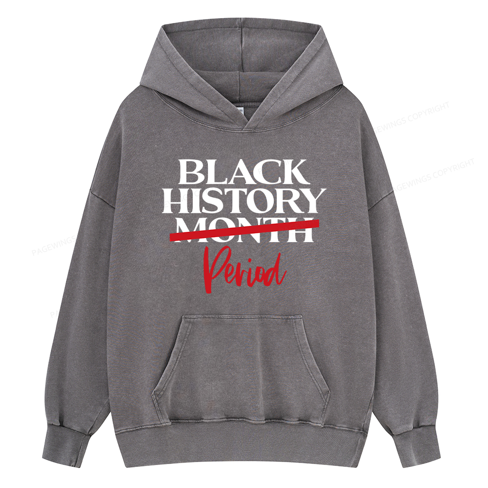 Pagewings Black History Month Period Unisex Washed Hoodie