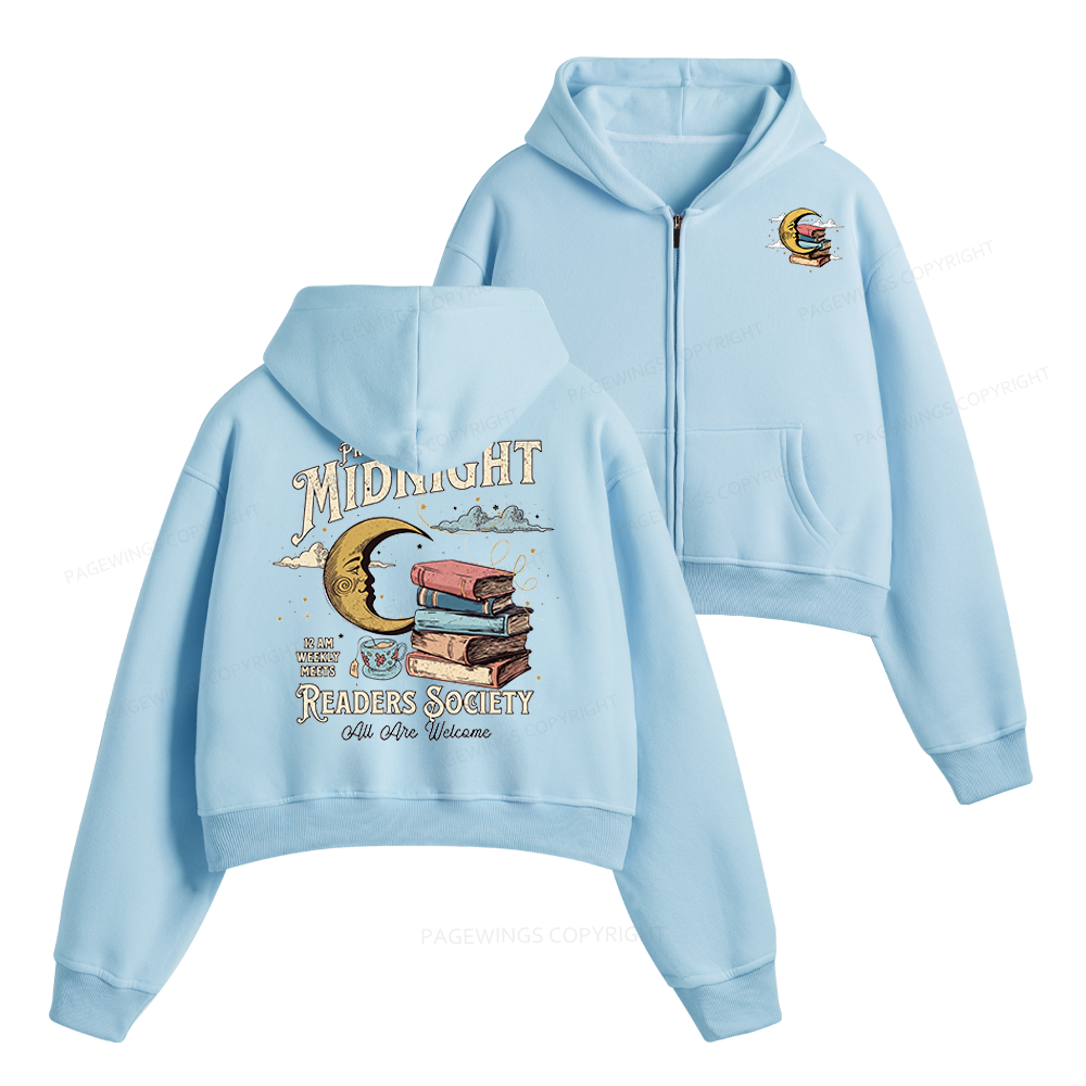 Pagewings Midnight Readers Society Fleece Zip-Up Hoodie