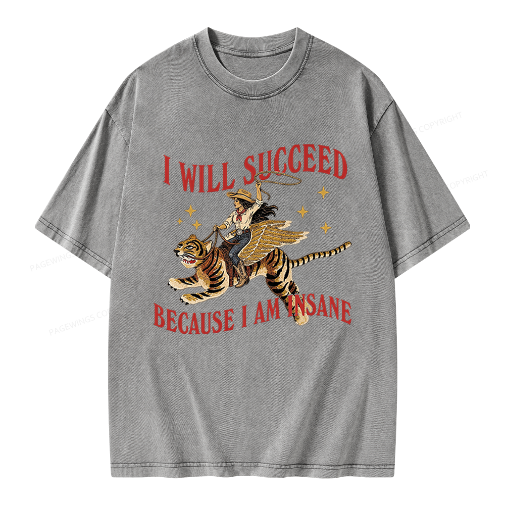 Pagewings I Will Succeed Unisex Washed T-shirt