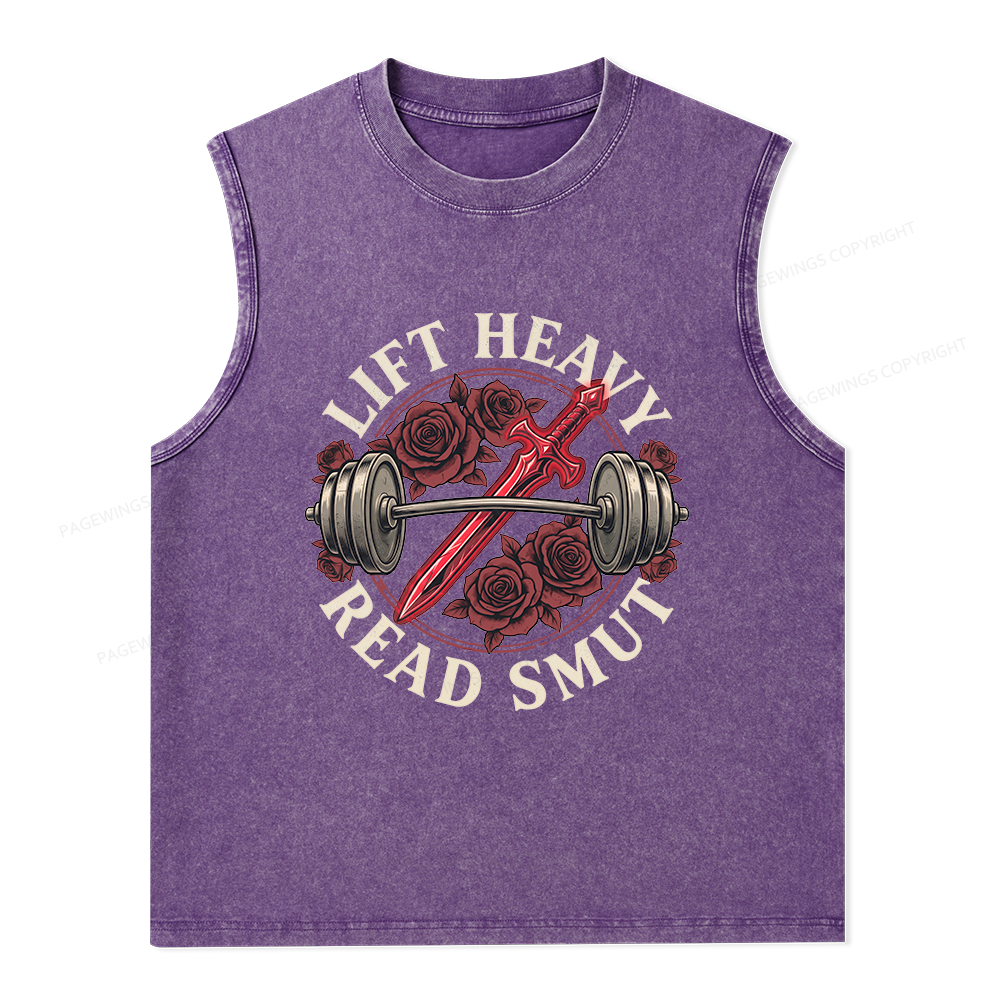 Pagewings Lift Heavy Read Smut Unisex Washed Tank Top