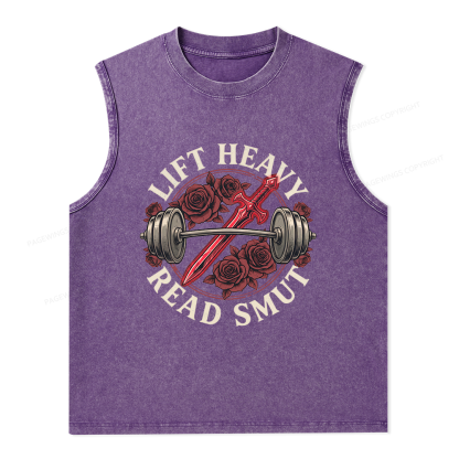 Pagewings Lift Heavy Read Smut Unisex Washed Tank Top