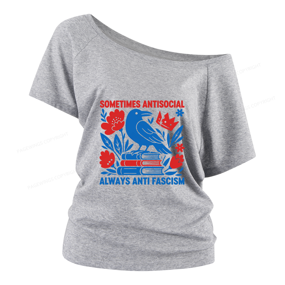 Pagewings Anti Fascism Women Off Shoulder T-shirts