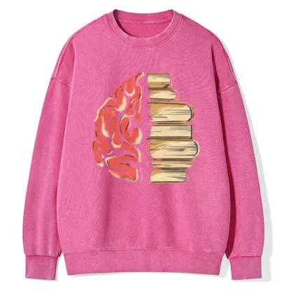 Pagewings  Book is Brain Unisex Washed Sweatshirt