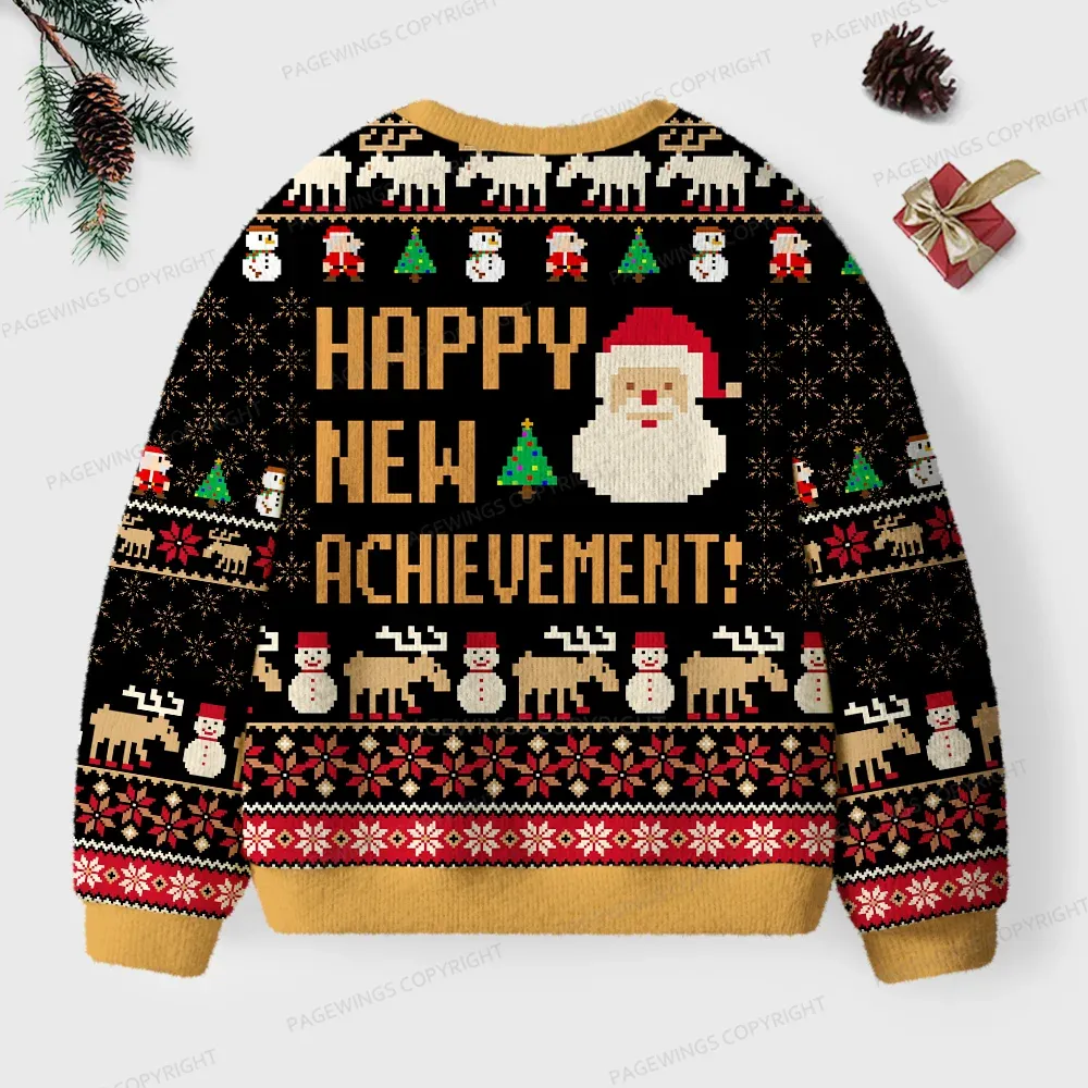 Pagewings Happy New Achievement Unisex Ugly Knit Sweatshirt