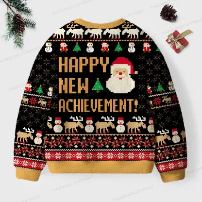 Pagewings Happy New Achievement Unisex Ugly Knit Sweatshirt