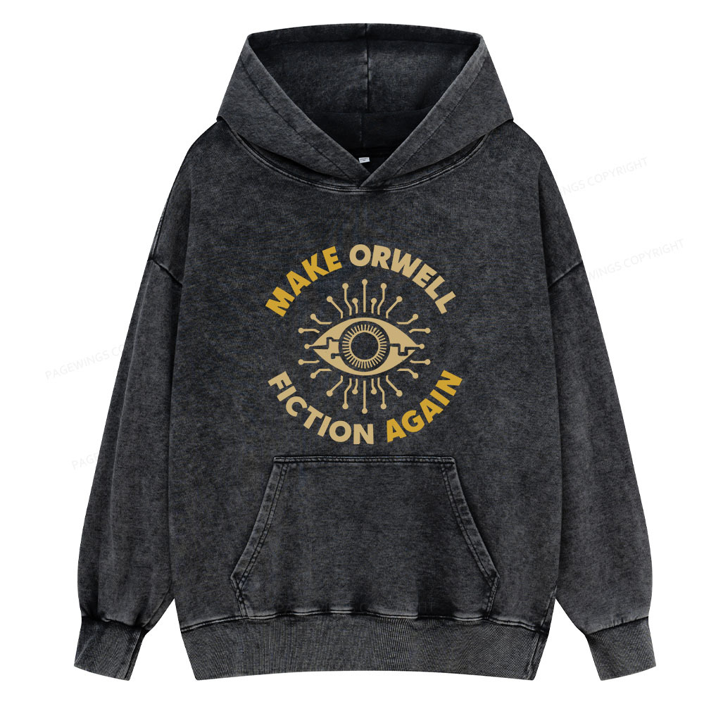 Pagewing Make Orwell Fiction Again Unisex Washed Hoodie