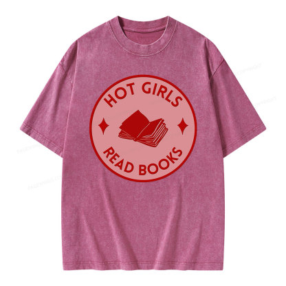 Pagewings Hot Girls Read Books Unisex Washed T-shirt