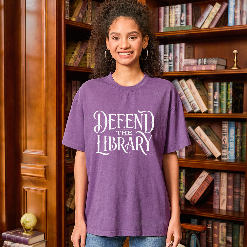 Pagewings Defend The Library Unisex Washed T-shirt