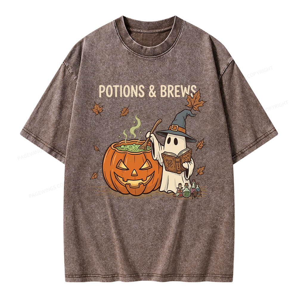 Pagewings Potions and Brews Unisex Washed T-shirt