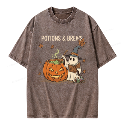 Pagewings Potions and Brews Unisex Washed T-shirt