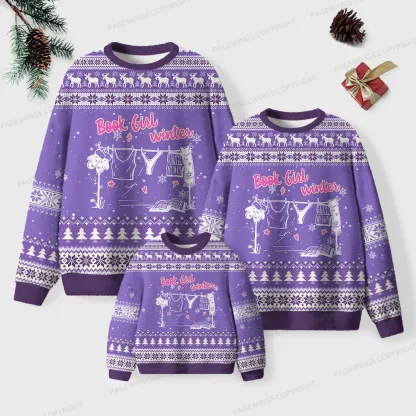 Pagewings Book Girl Winter Unisex Ugly Knit Sweatshirt