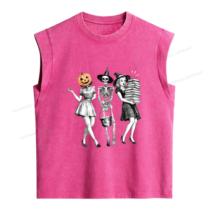 Pagewings Spooky Girl Squad Women's Washed Tank Top
