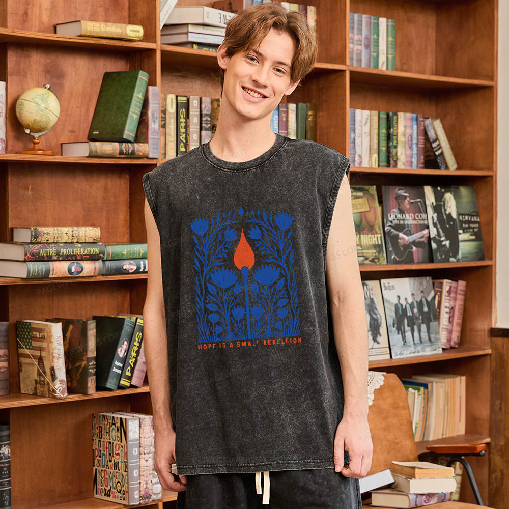 Pagewings Hope Is A Small Rebellion Unisex Washed Tank Top