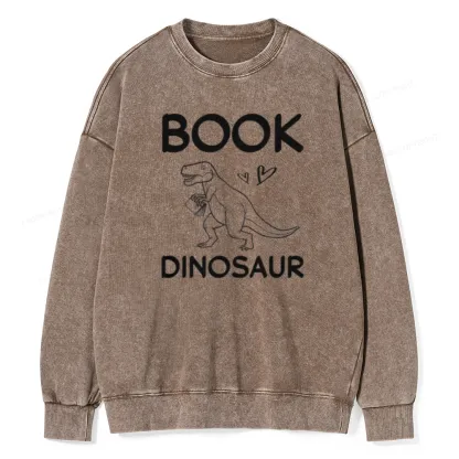 Pagewing Dinosaur Book Lover Unisex Washed Sweatshirt