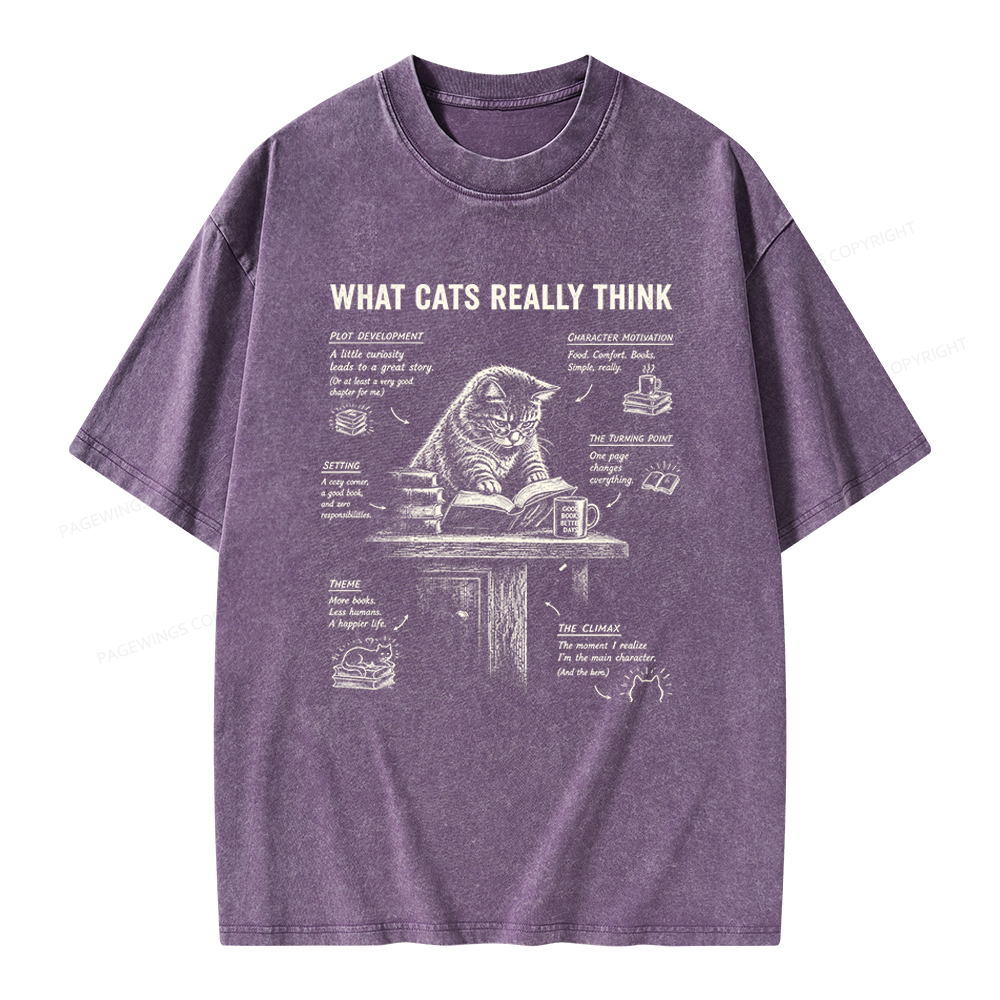 Pagewings What Cats Really Think Unisex Washed T-shirt
