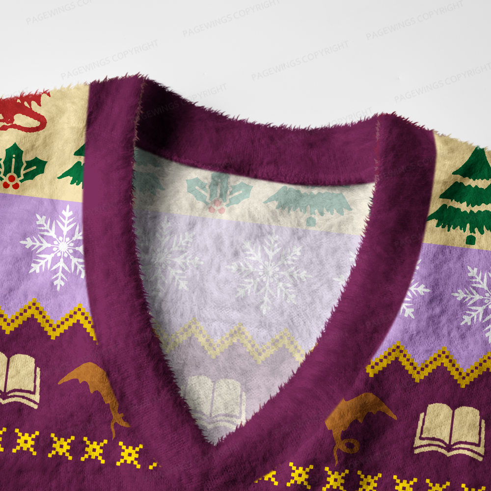 Pagewings Read Books Be Kind V-Neck Ugly Knit Vest