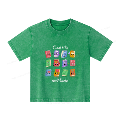 Pagewings Cool Kids Read Books Unisex Kids Washed T-shirt