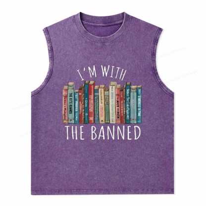 Pagewings I'm With The Banned Unisex Washed Tank Top