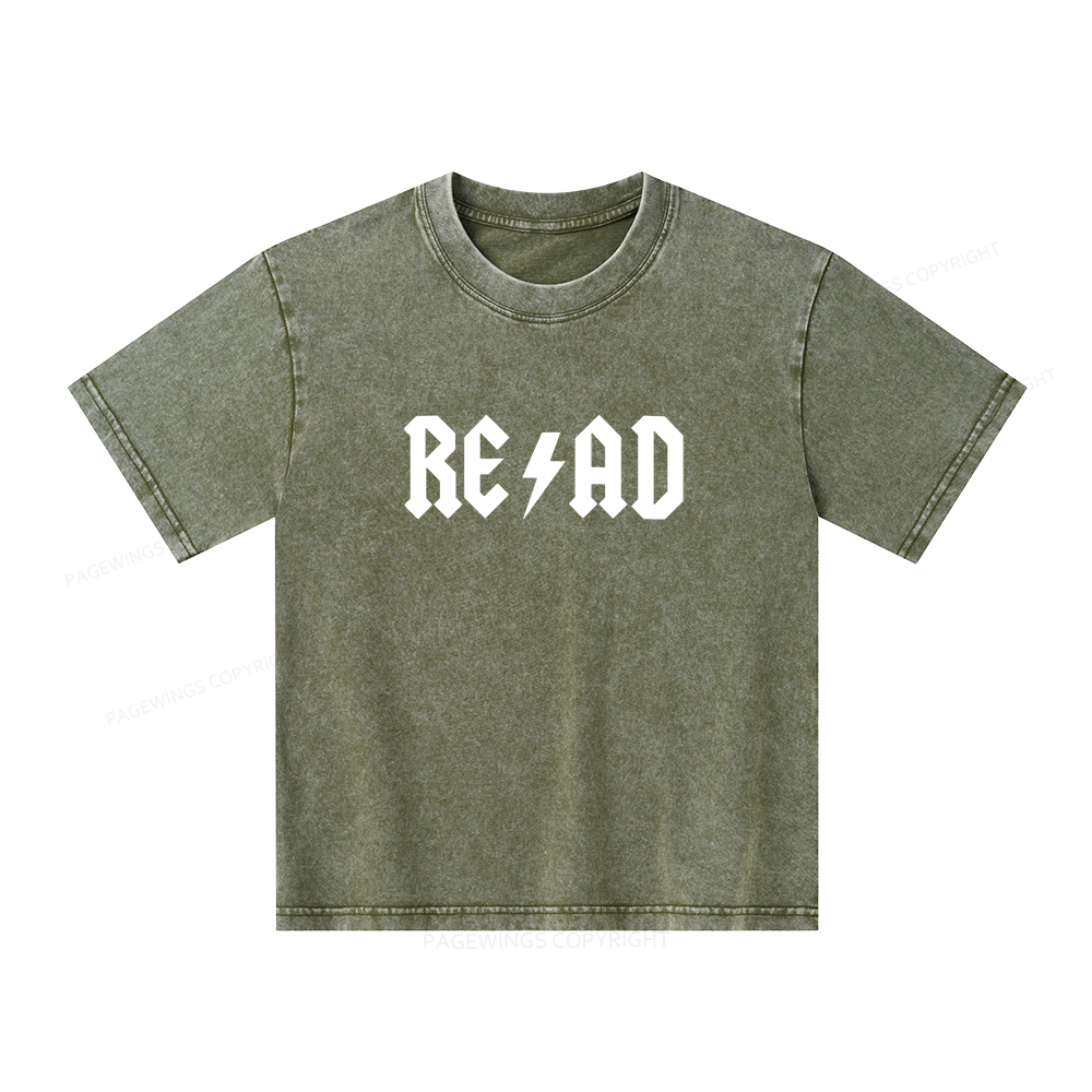 Pagewings Read Back In The Library "rock And Roll" Unisex Kids Washed T-shirt