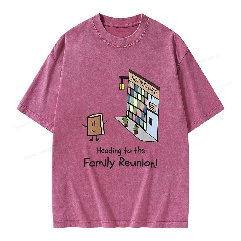 Pagewings Funny Bookstore Family Unisex Washed T-shirt