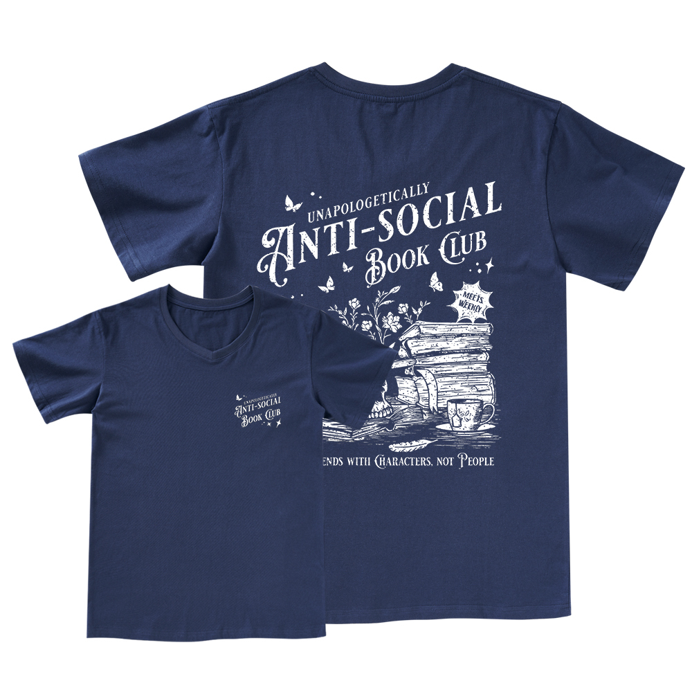 Pagewings Anti-social Book Club Comfort Colors Shirt V-neck T-shirt