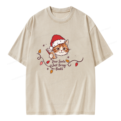 Pagewings Dear Santa Just Bring Books Unisex Washed T-shirt
