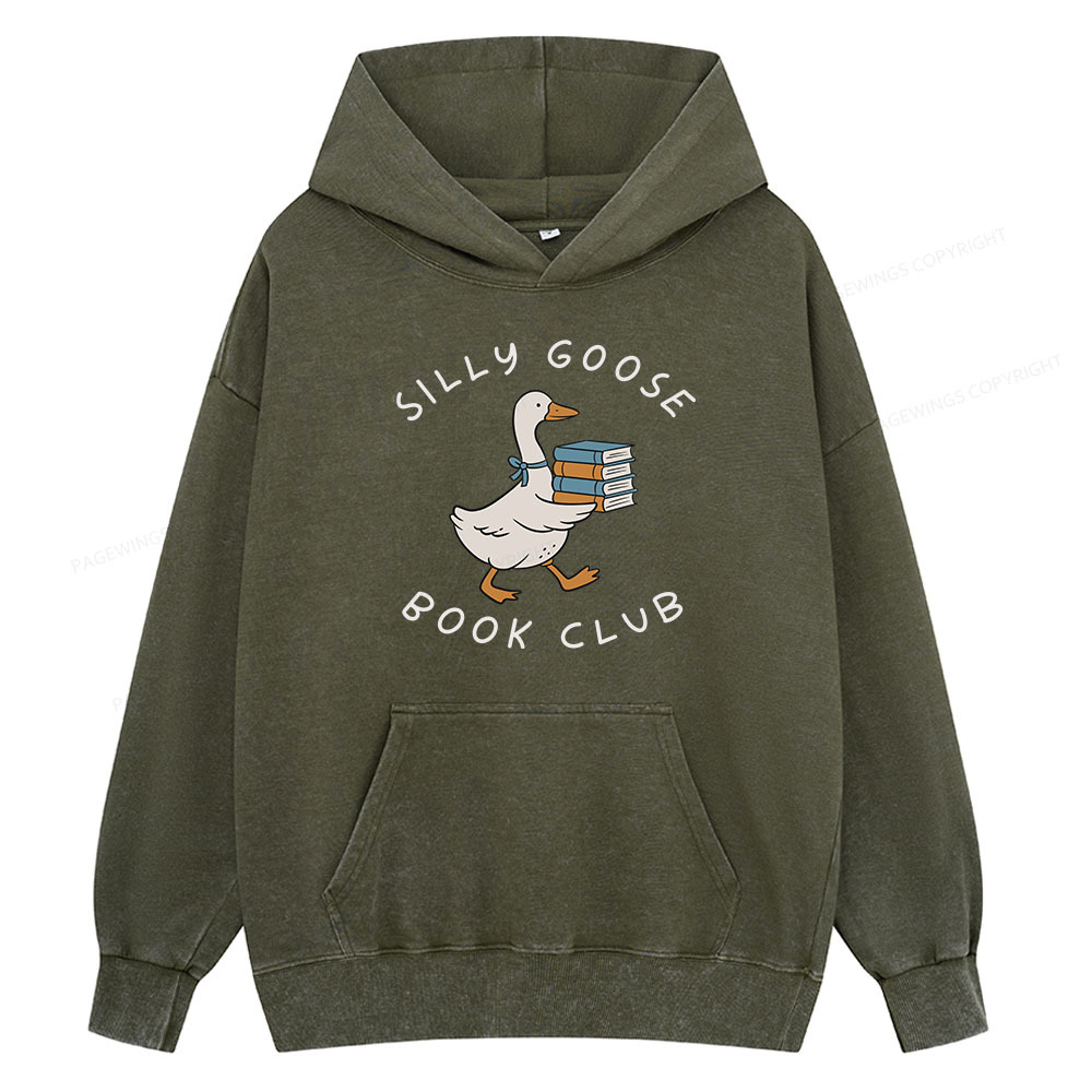 Pagewing Silly Goose Book Club Unisex Washed Hoodie