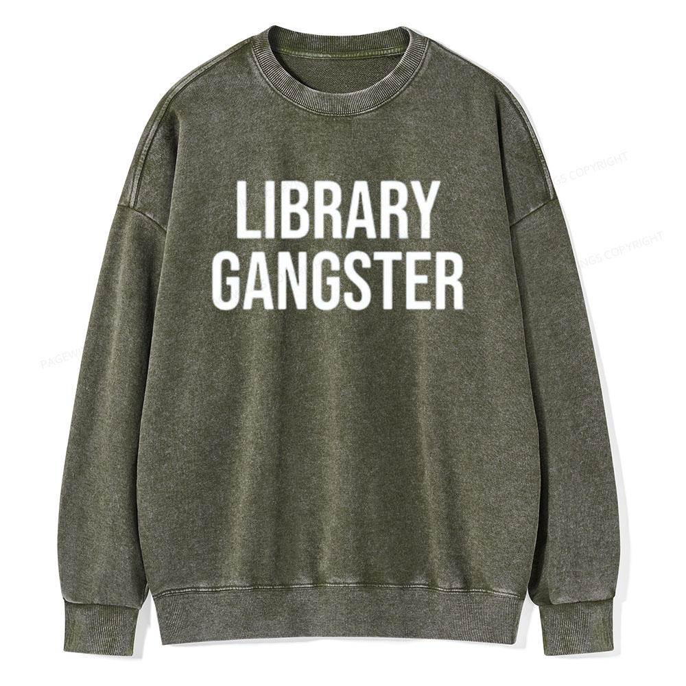 Pagewings Library Gangster Unisex Washed Sweatshirt