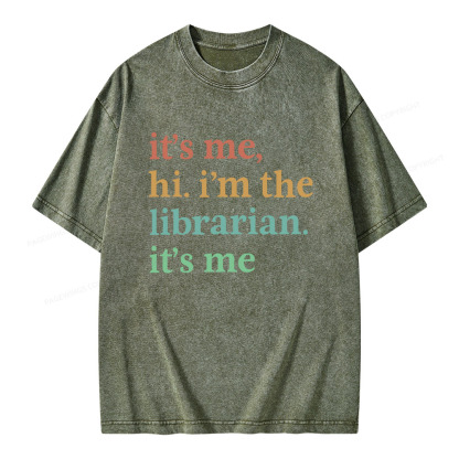 Pagewings It's Me Hi I'm The Librarian It's Me Unisex Washed T-shirt