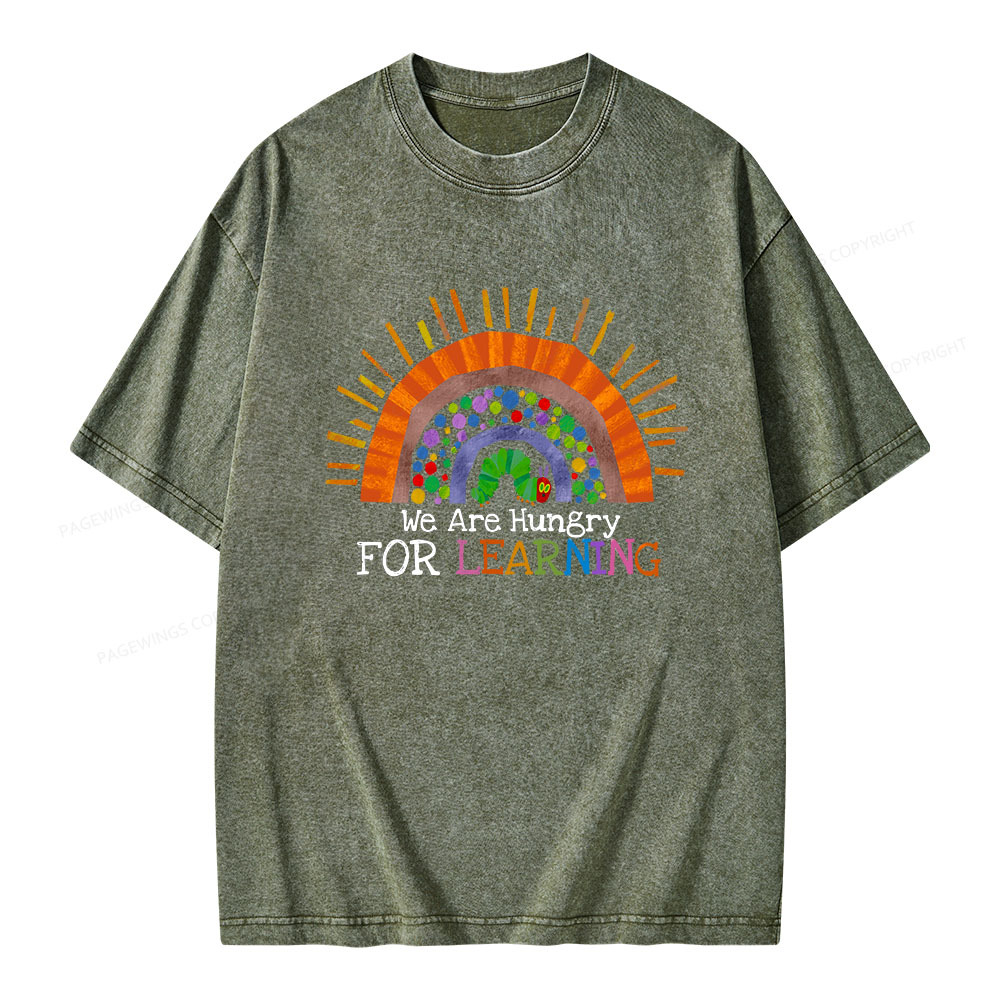 Pagewings We Are Hungry For Learning Unisex Washed T-shirt