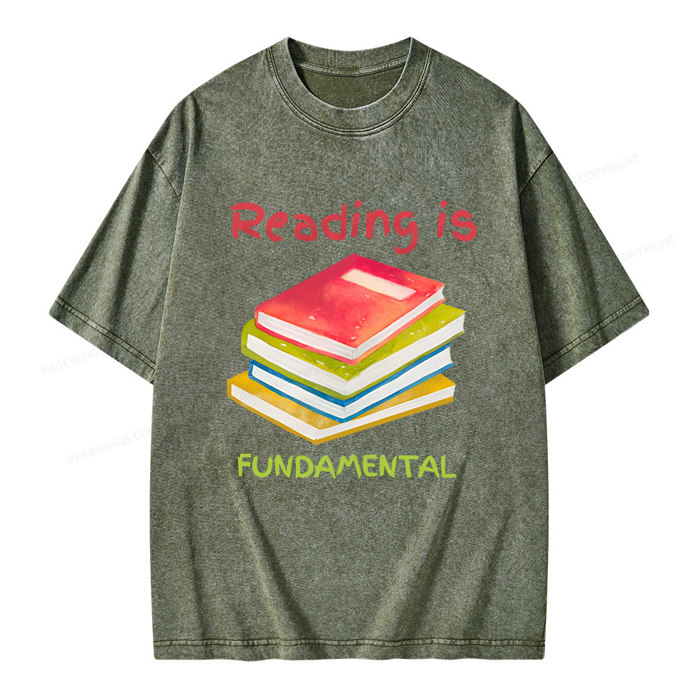 Pagewings Reading is Fundamental Unisex Washed T-shirt
