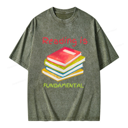 Pagewings Reading is Fundamental Unisex Washed T-shirt