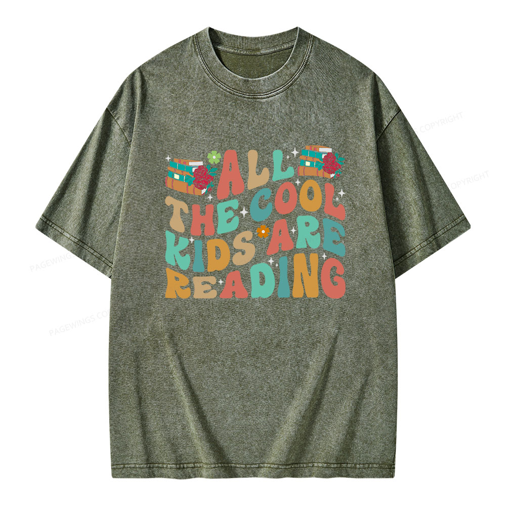 Pagewings All The Cool Kids Are Reading Unisex Washed T-shirt