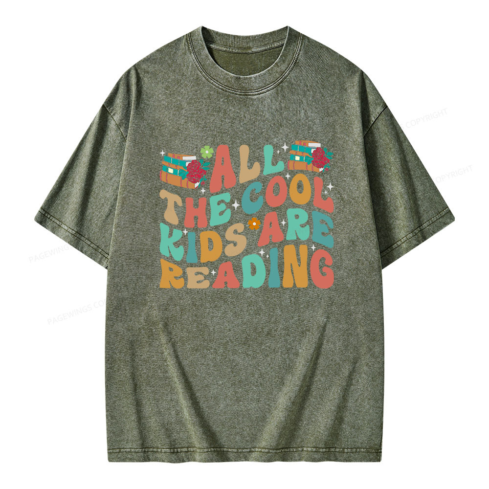 Pagewings All The Cool Kids Are Reading Unisex Washed T-shirt