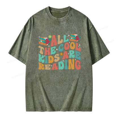 Pagewings All The Cool Kids Are Reading Unisex Washed T-shirt